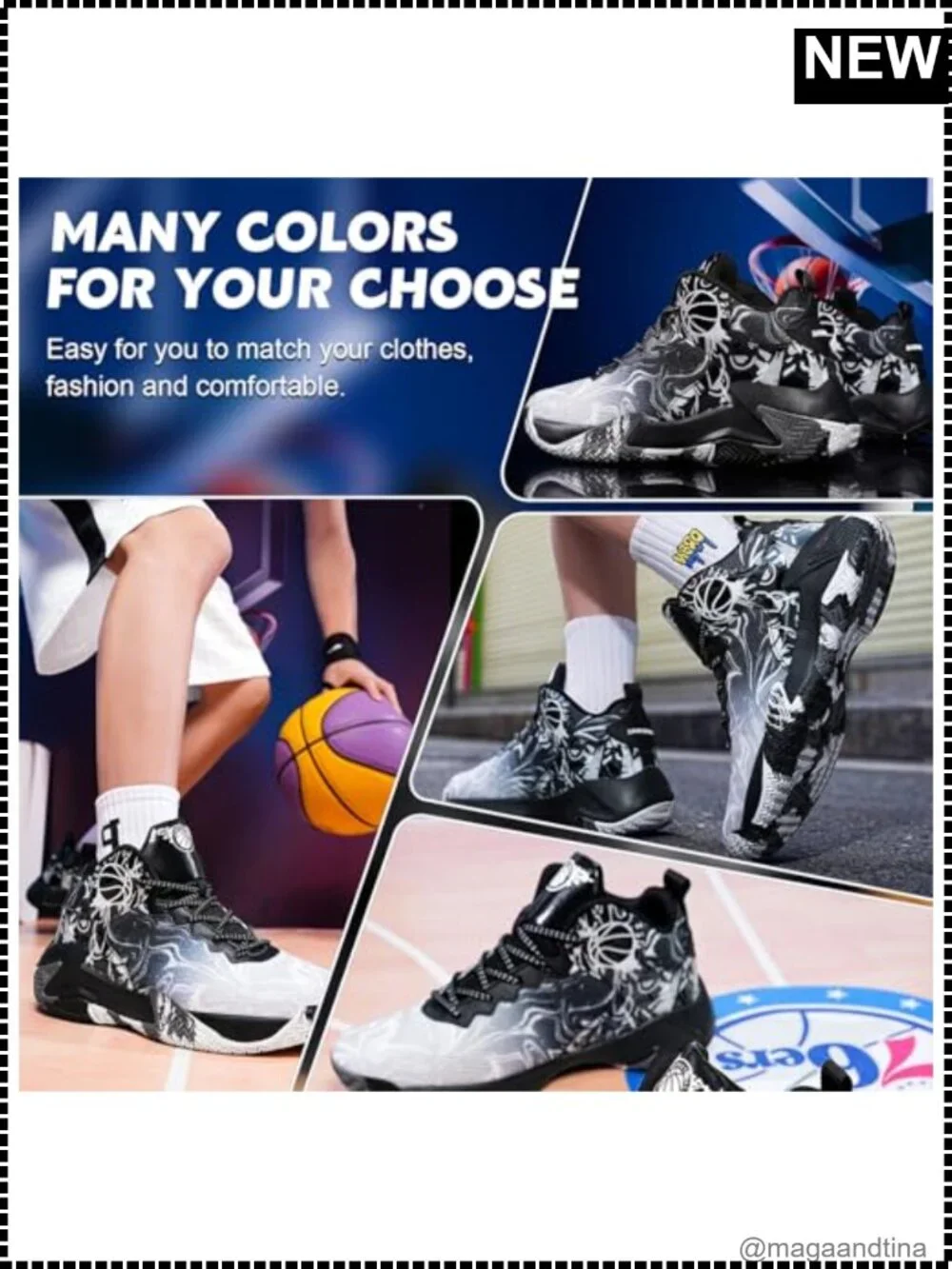 Men's Basketball Shoes Non-Slip Lightweight Breathable Sneakers Cushioning